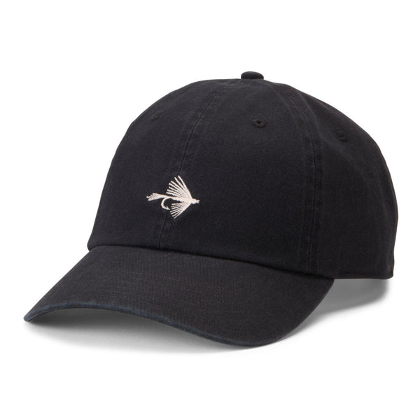 black fishign cap with white logo