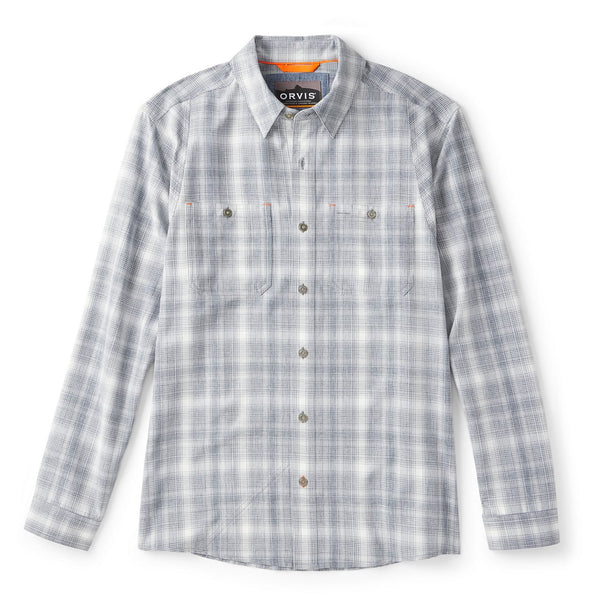Plaid shirt with Orvis logo on a white background