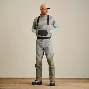 man wearing wading staff from Orvis