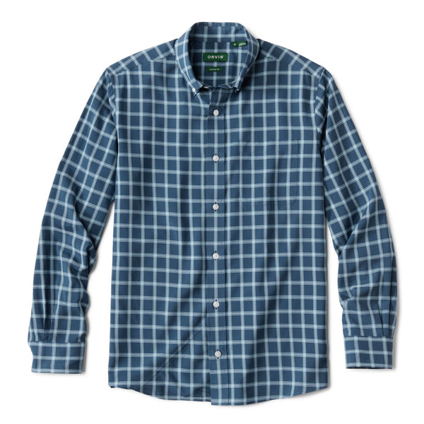 Dark blue and white checkered shirt