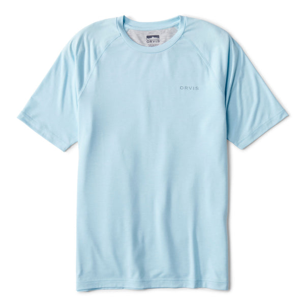 light blue t-shirt with Orvis logo