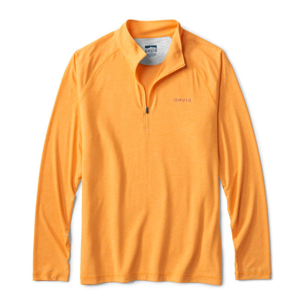 Orange long-sleeve shirt with a brand logo on a white background