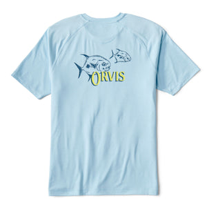 Light blue t-shirt for men with dark blue fish on front