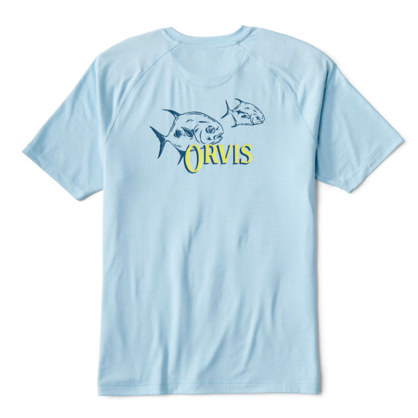 Light blue t-shirt for men with dark blue fish on front