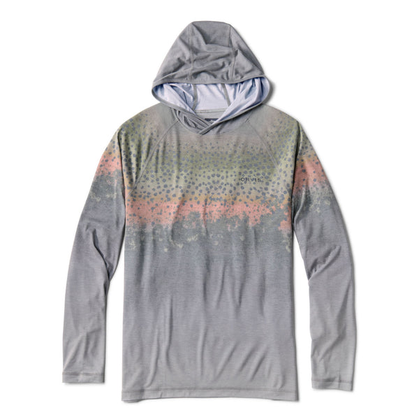 Product image of grey hoodie with details on the chest and back