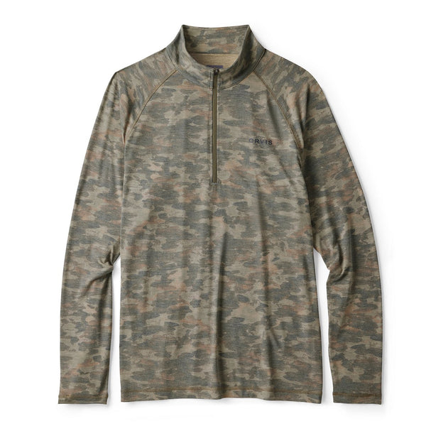 Camouflage long-sleeve shirt on a white background