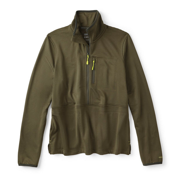 Green pullover with a zipper on a white background