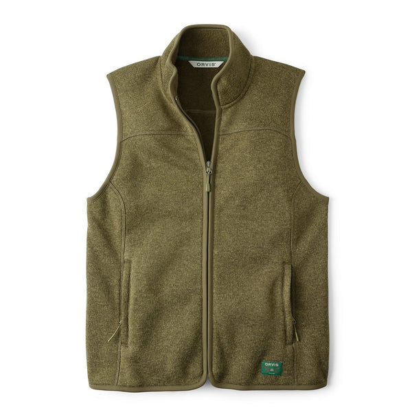 Green fleece vest on a white background