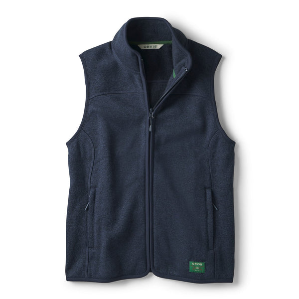 Navy blue vest with brand logo on a white background