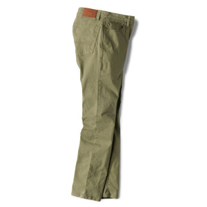 side view og dark green trousers for men