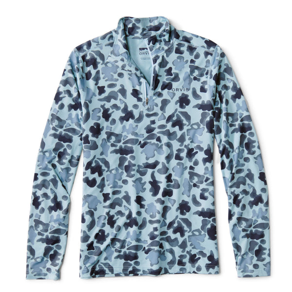 blue camoflage half zipper sweater