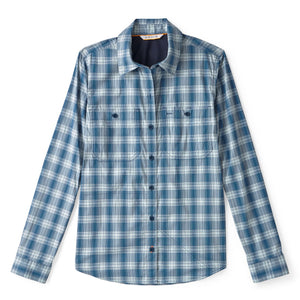Blue and white plaid shirt on a white background