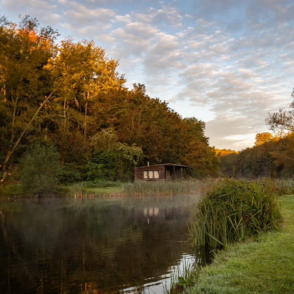 cabin on the side of the water