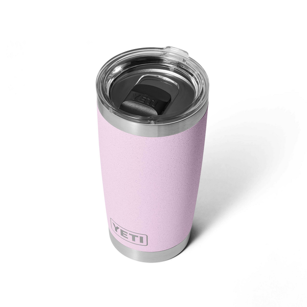 Pink YETI tumbler on a white background