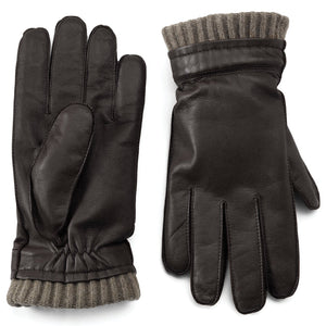 brown leather gloves on white background