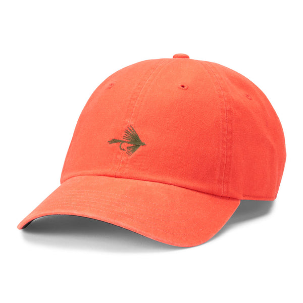 orange fishing cap with dark green logo