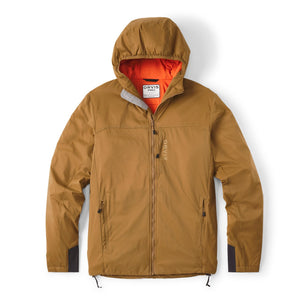 beige waterproof jacket on white background