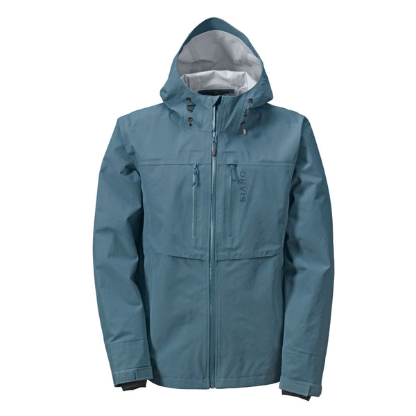 Front of blue waterproof jacket