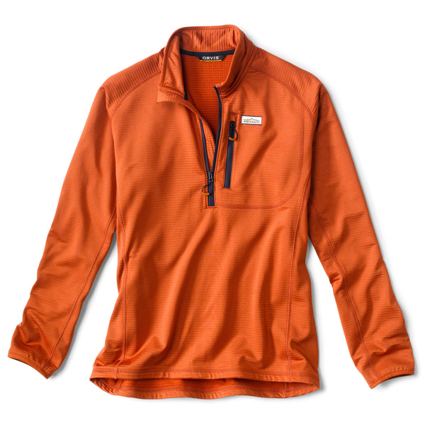 orange half zipped sweater for men