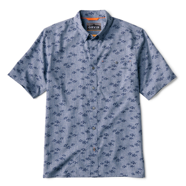 dark blue short-sleeved shirt