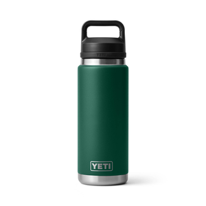 Green YETI water bottle with black lid on a white background