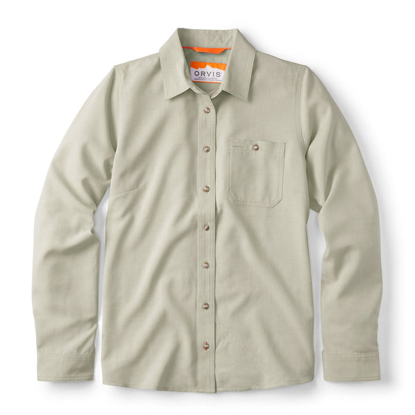 light beige shirt from Orvis on white background