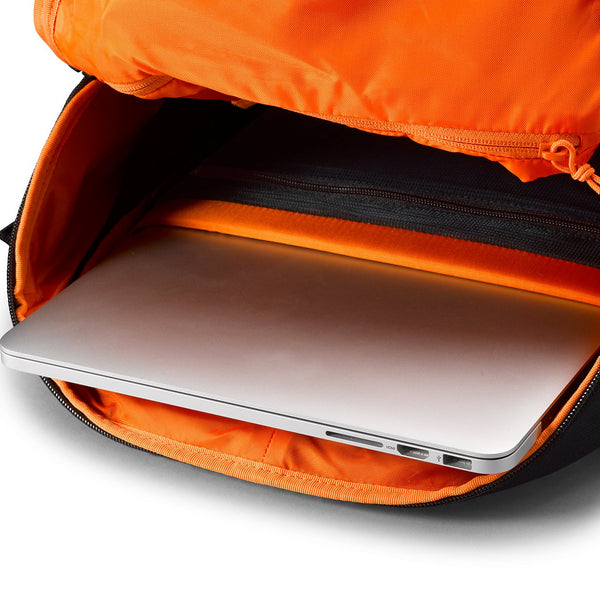 open backpack with laptop