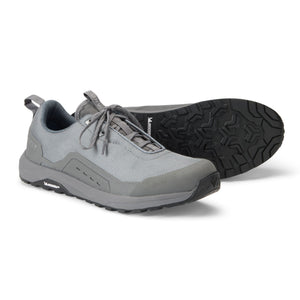 side view of grey wading boots