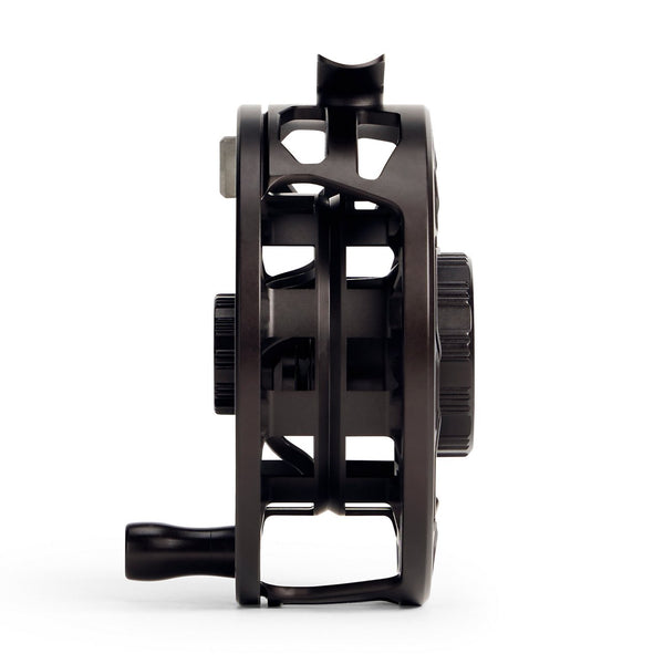 closeup of reel on white background