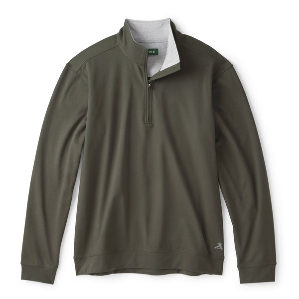 Green pullover with a quarter zip on a white background