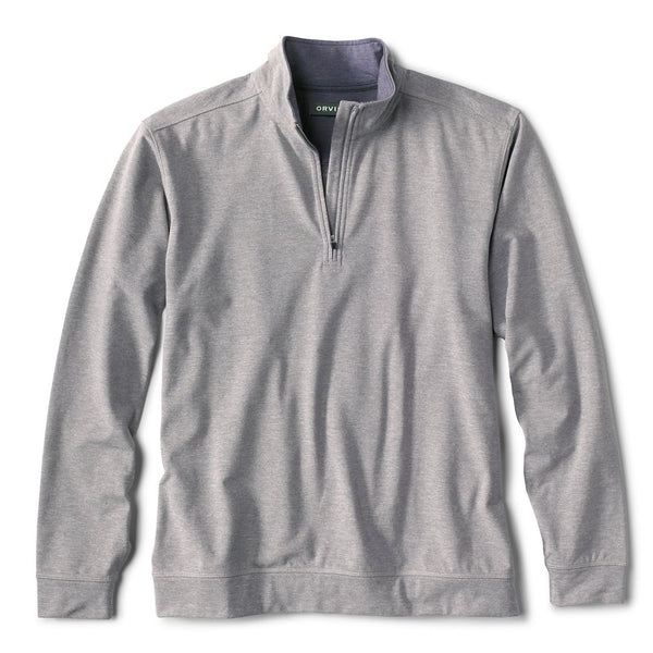 Gray long-sleeve shirt with a quarter zip on a white background