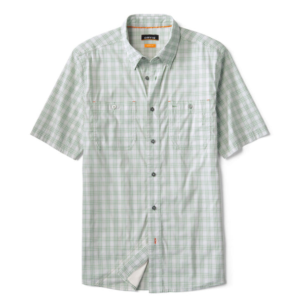 Short sleeved green and white shirt