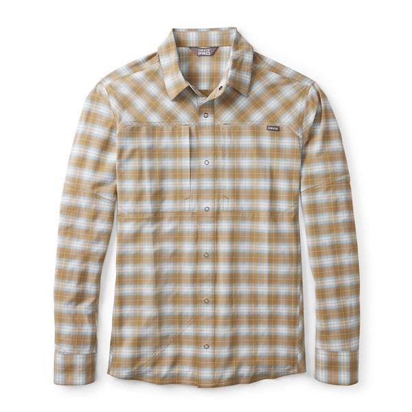 White and beige checkered shirt on white background