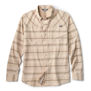 striped beige long sleeved shirt for men