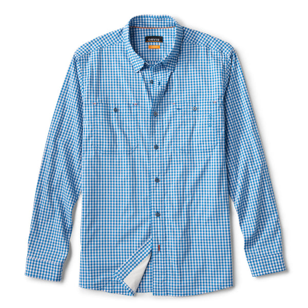 White and blue checkered men's shirt