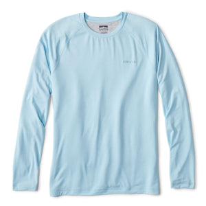 Light blue long-sleeve shirt with 'Orvis' branding on a white background