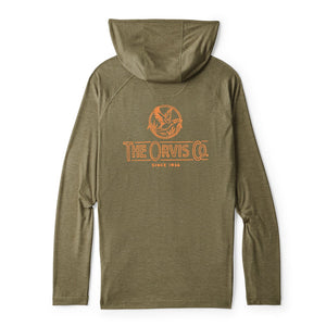 Green hoodie with 'The Orvis Co' logo on the back against a white background