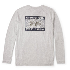 grey sweater with Orvis logo