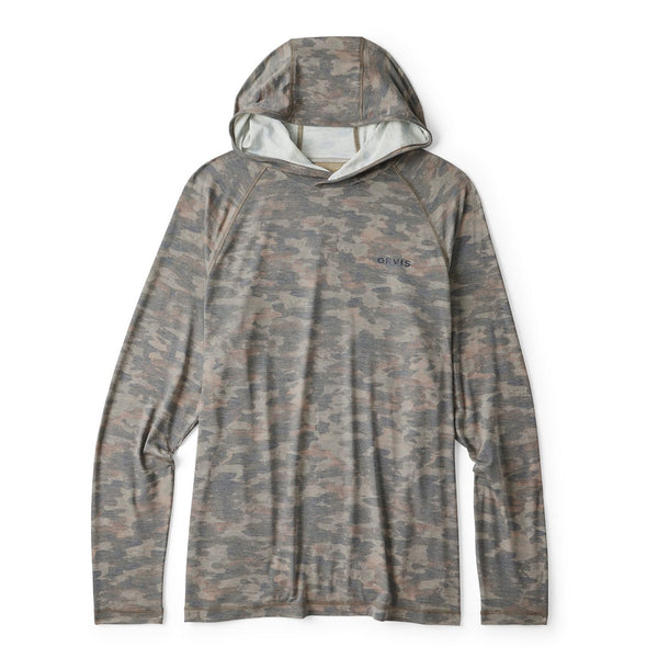 Camouflage hoodie with 'Crescent' logo on a white background