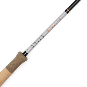 Fishing rod with 'Orvis' branding on a white background