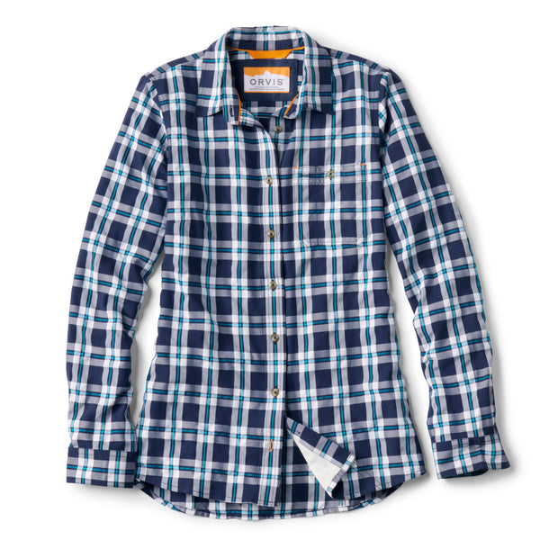 Women’s Long-Sleeved Plaid Tech Chambray Work Shirt