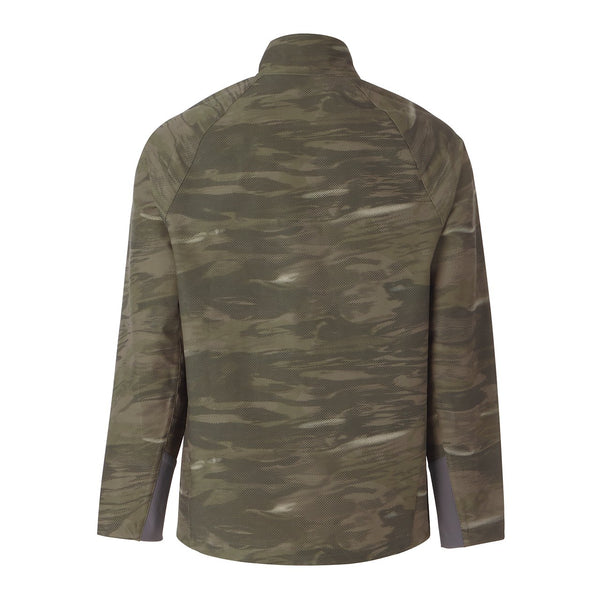 back of military colored half zipped jumper