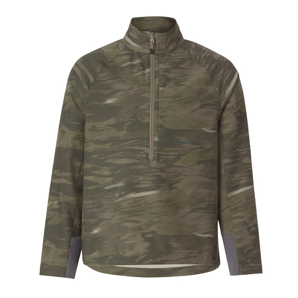 military colored half zipped jumper on white background