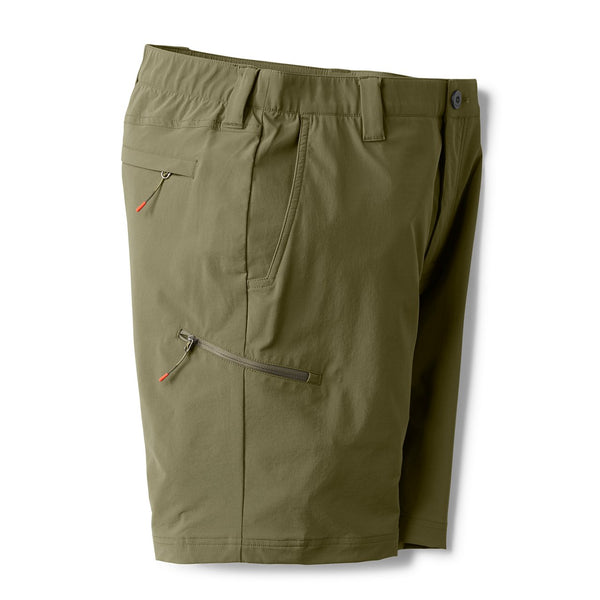 side view of dark green shorts for men