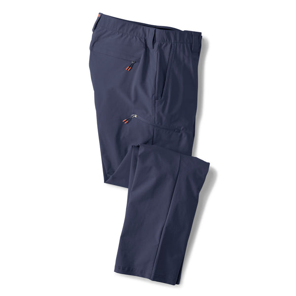 side of dark blue waterproof trousers