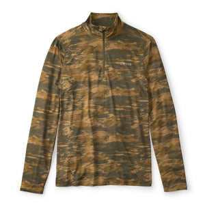 camouflage half zipped long sleeve shirt on white background