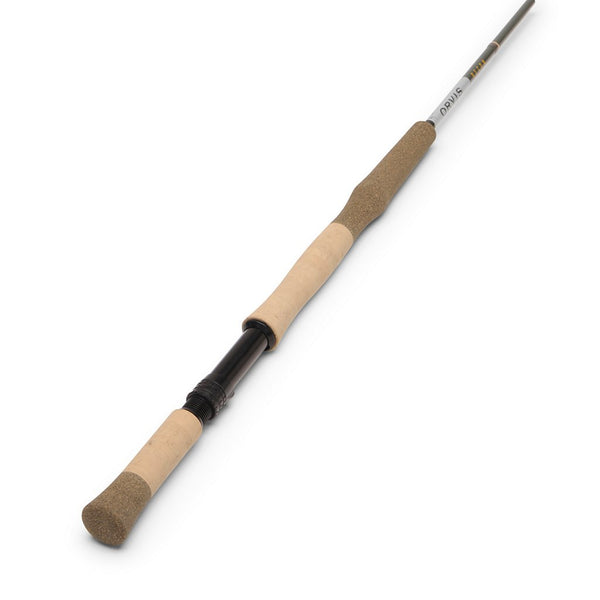 fly rod on white background