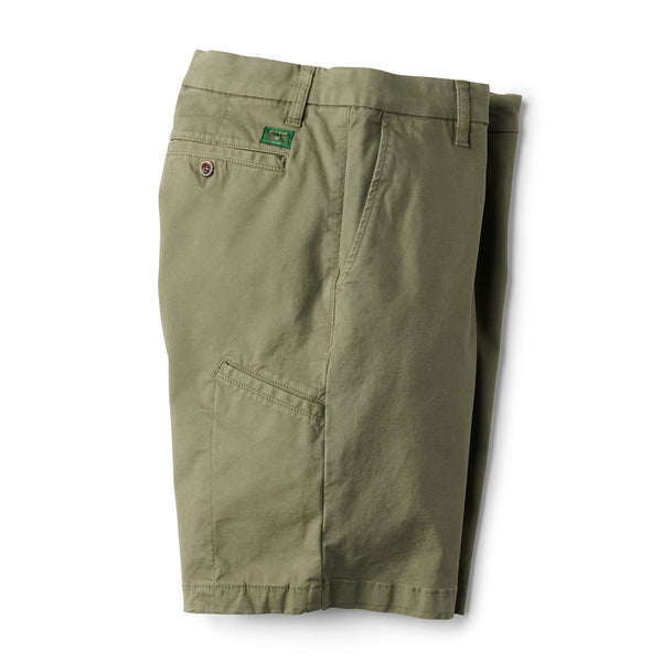 side view of dark green shorts for men