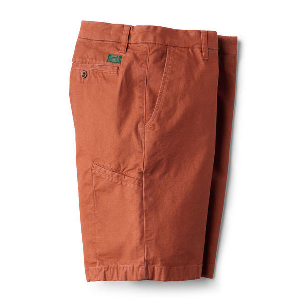 side of orange shorts with pockets