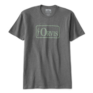 dark grey t-shirt with Orvis logo